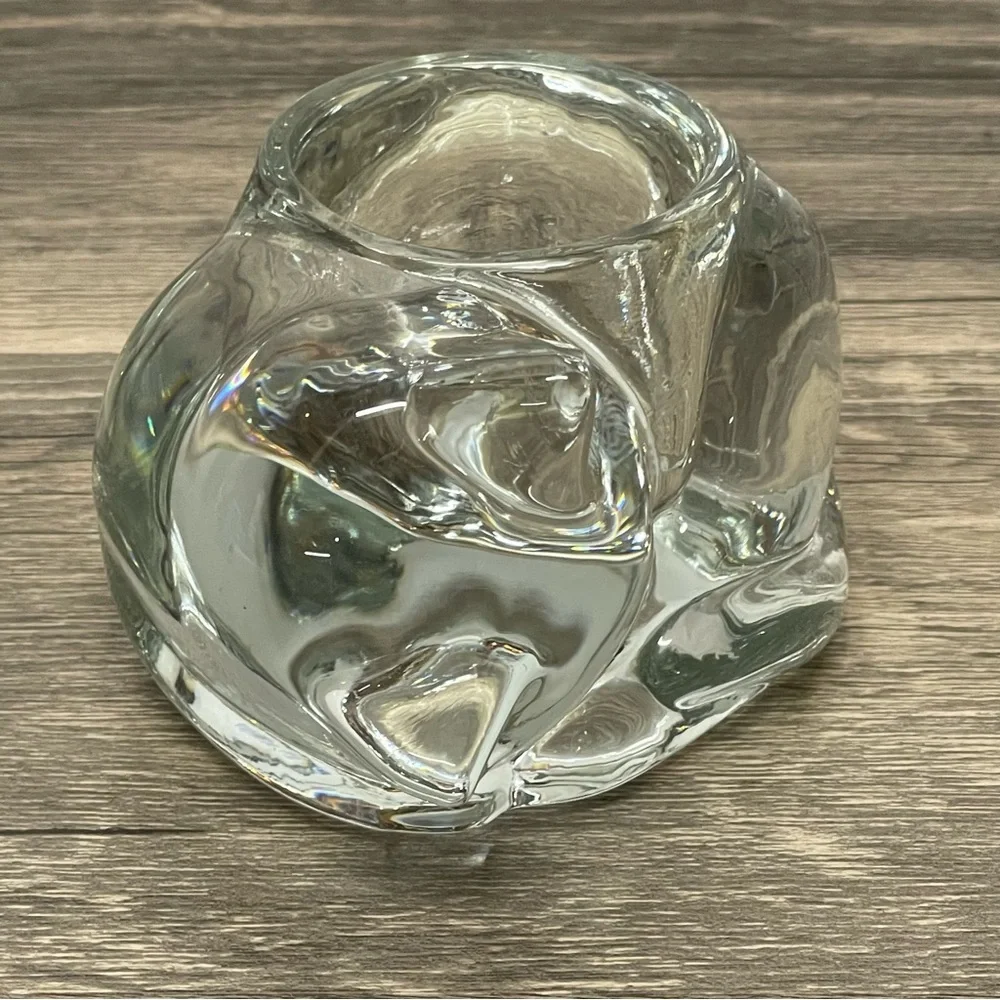 Cute Clear Glass sleeping cat Figurine cotive candle holder‎